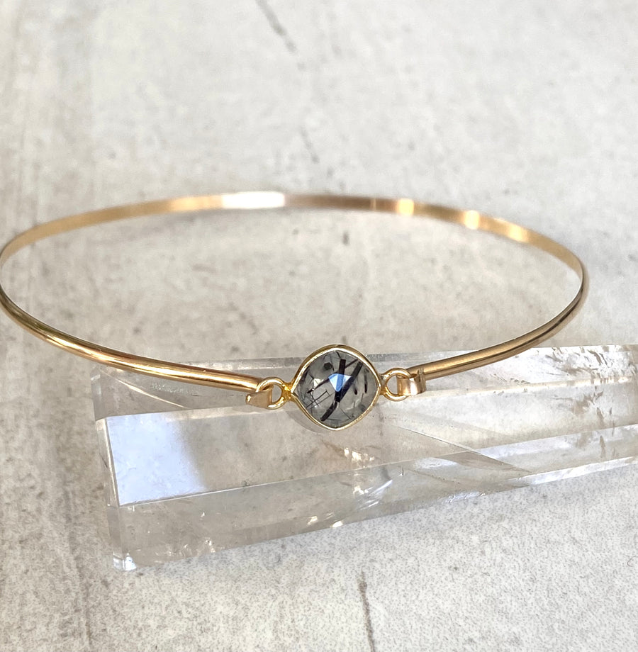 Tourmalinated Quartz Bangle Bracelet