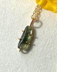 Brazilian Green Tourmalinated / Rutilated Quartz Pendant Necklace