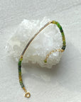 Unisex Diamond Bar and Green Tourmaline Bracelet, October Birthstone Bracelet
