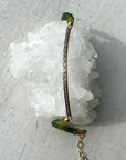 Unisex Diamond Bar and Green Tourmaline Bracelet, October Birthstone Bracelet