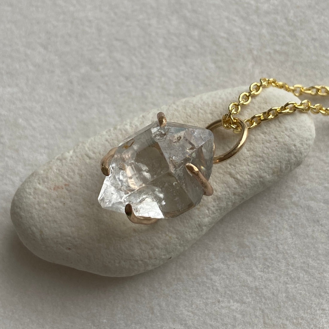 Natural Herkimer Diamond Pendant Necklace, April Birthstone