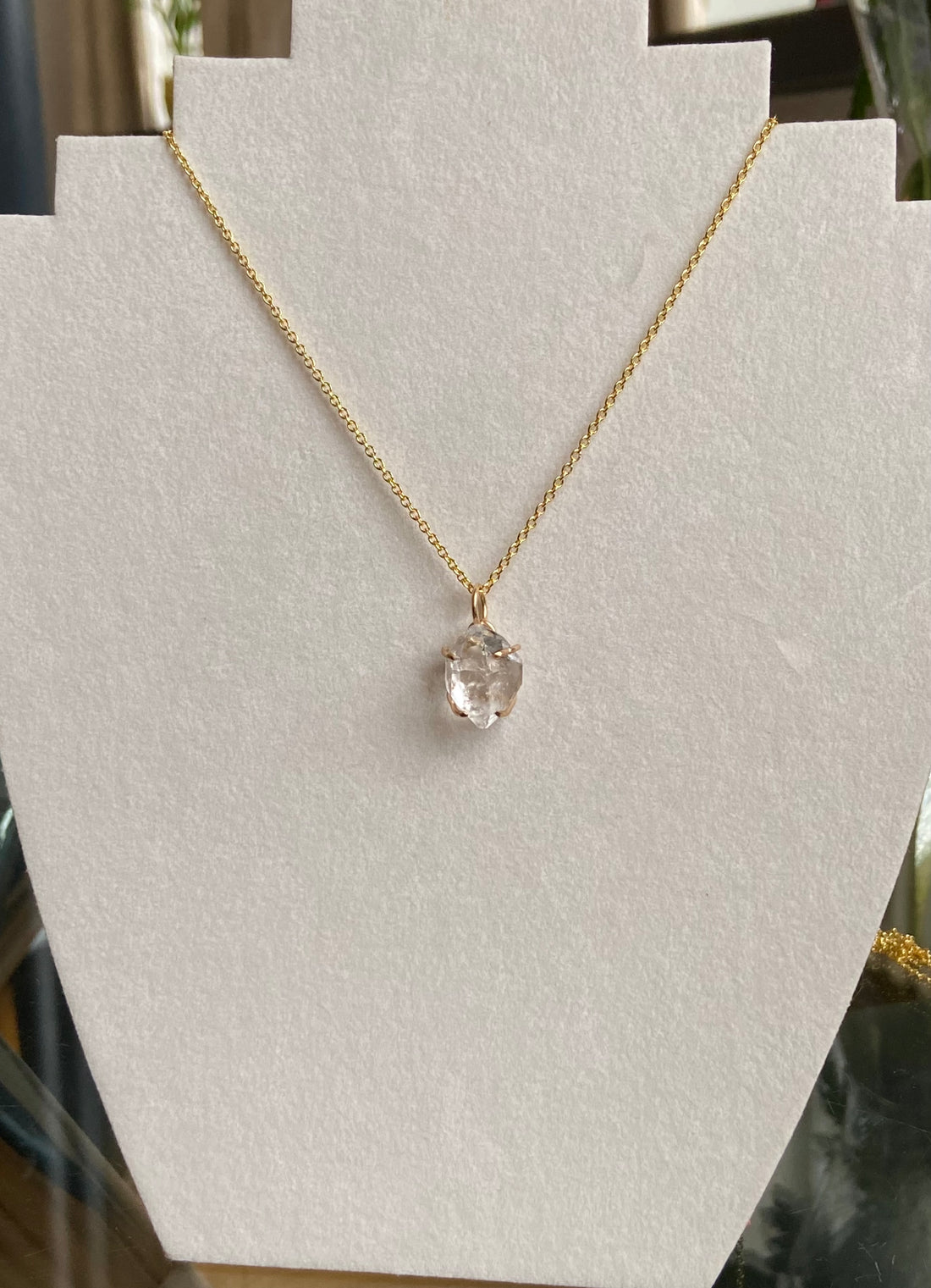Natural Herkimer Diamond Pendant Necklace, April Birthstone
