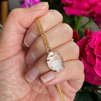Natural Herkimer Diamond Pendant Necklace, April Birthstone