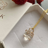 Natural Herkimer Diamond Pendant Necklace, April Birthstone