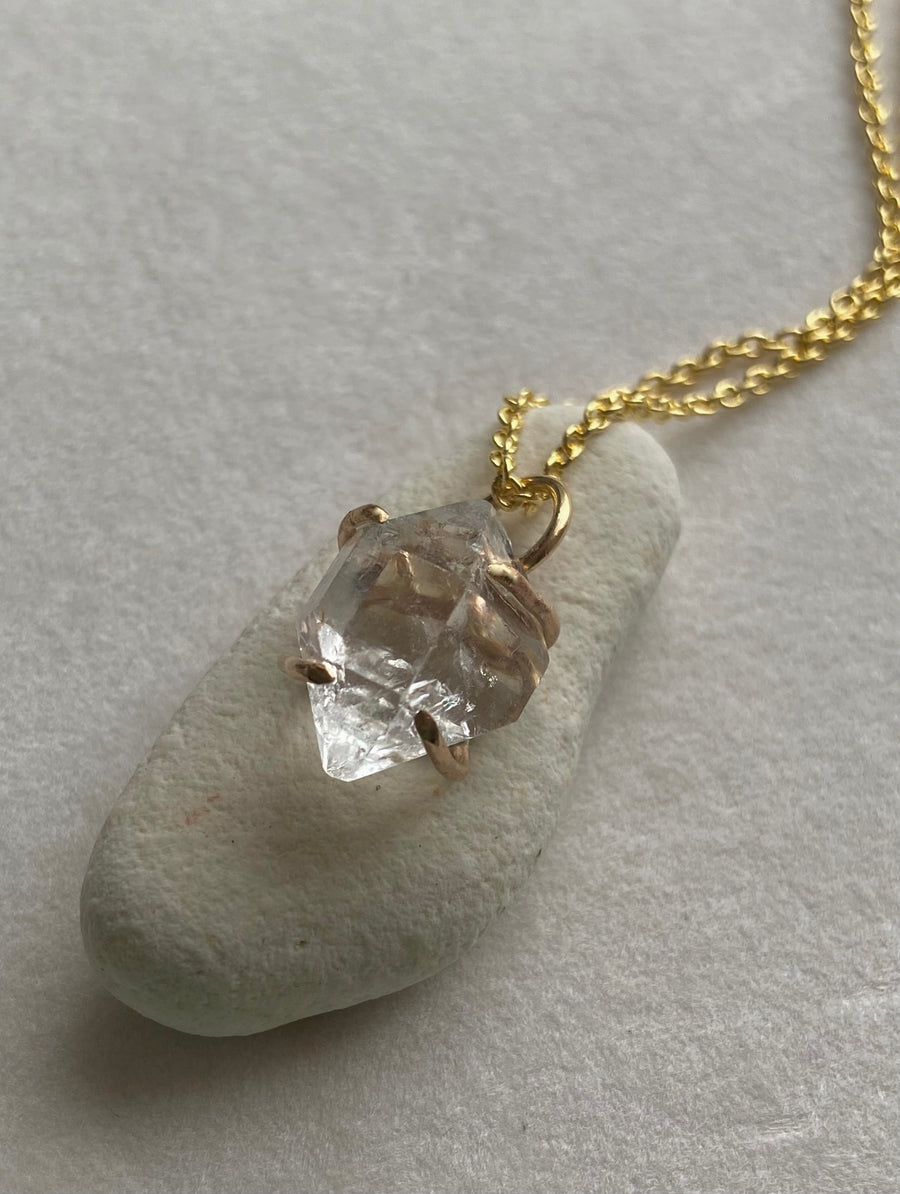Natural Herkimer Diamond Pendant Necklace, April Birthstone