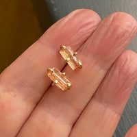 Raw Brazilian Imperial Topaz Stud Earrings, November Birthstone Earrings