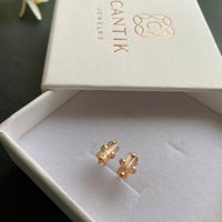 Raw Brazilian Imperial Topaz Stud Earrings, November Birthstone Earrings