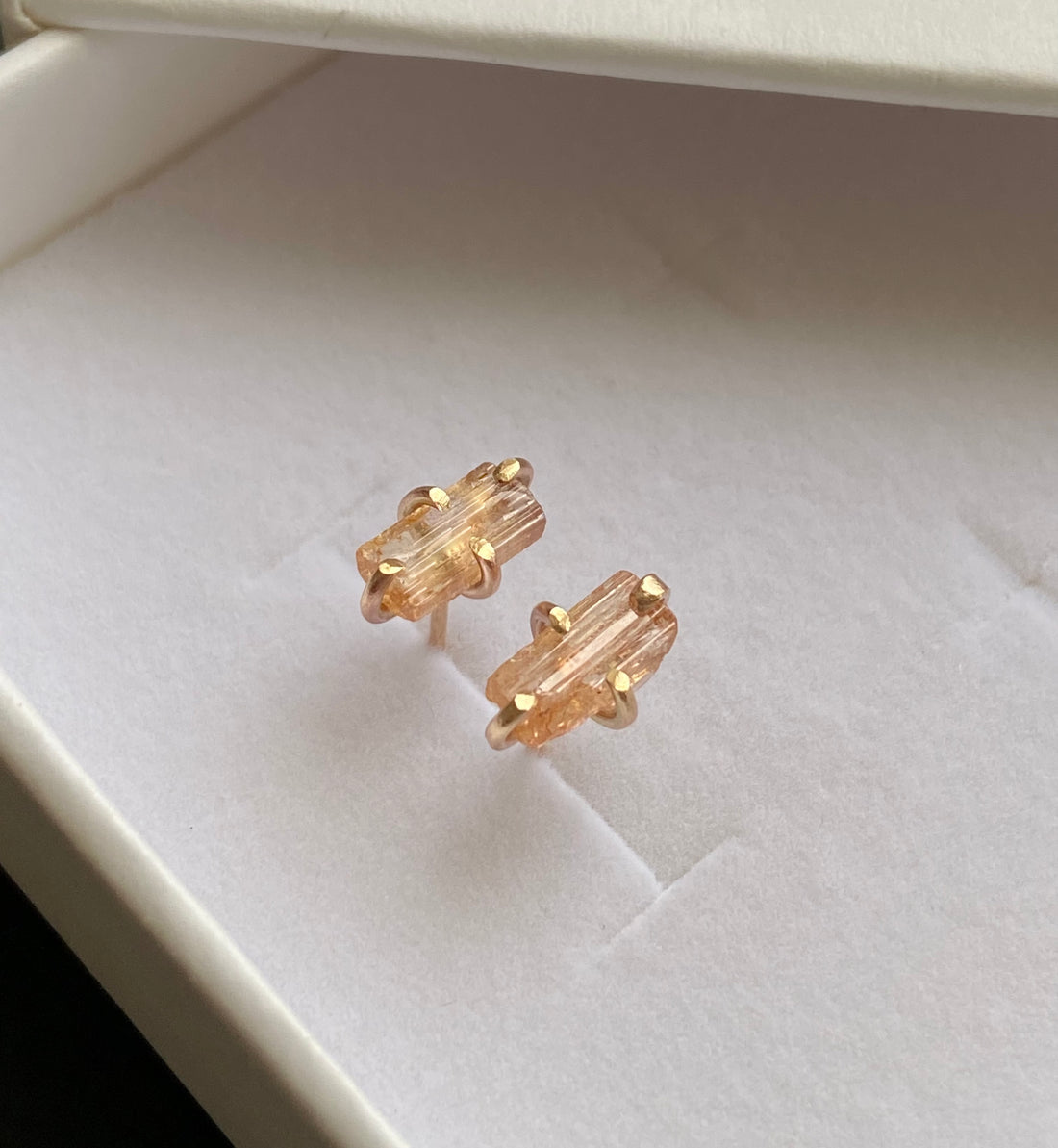 Raw Brazilian Imperial Topaz Stud Earrings, November Birthstone Earrings