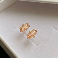 Raw Brazilian Imperial Topaz Stud Earrings, November Birthstone Earrings