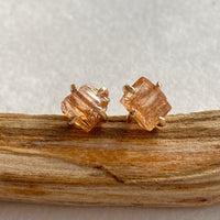 Raw Brazilian Imperial Topaz Stud Earrings, November Birthstone Earrings