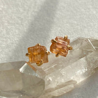 Raw Brazilian Imperial Topaz Stud Earrings, November Birthstone Earrings