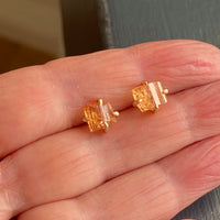 Raw Brazilian Imperial Topaz Stud Earrings, November Birthstone Earrings