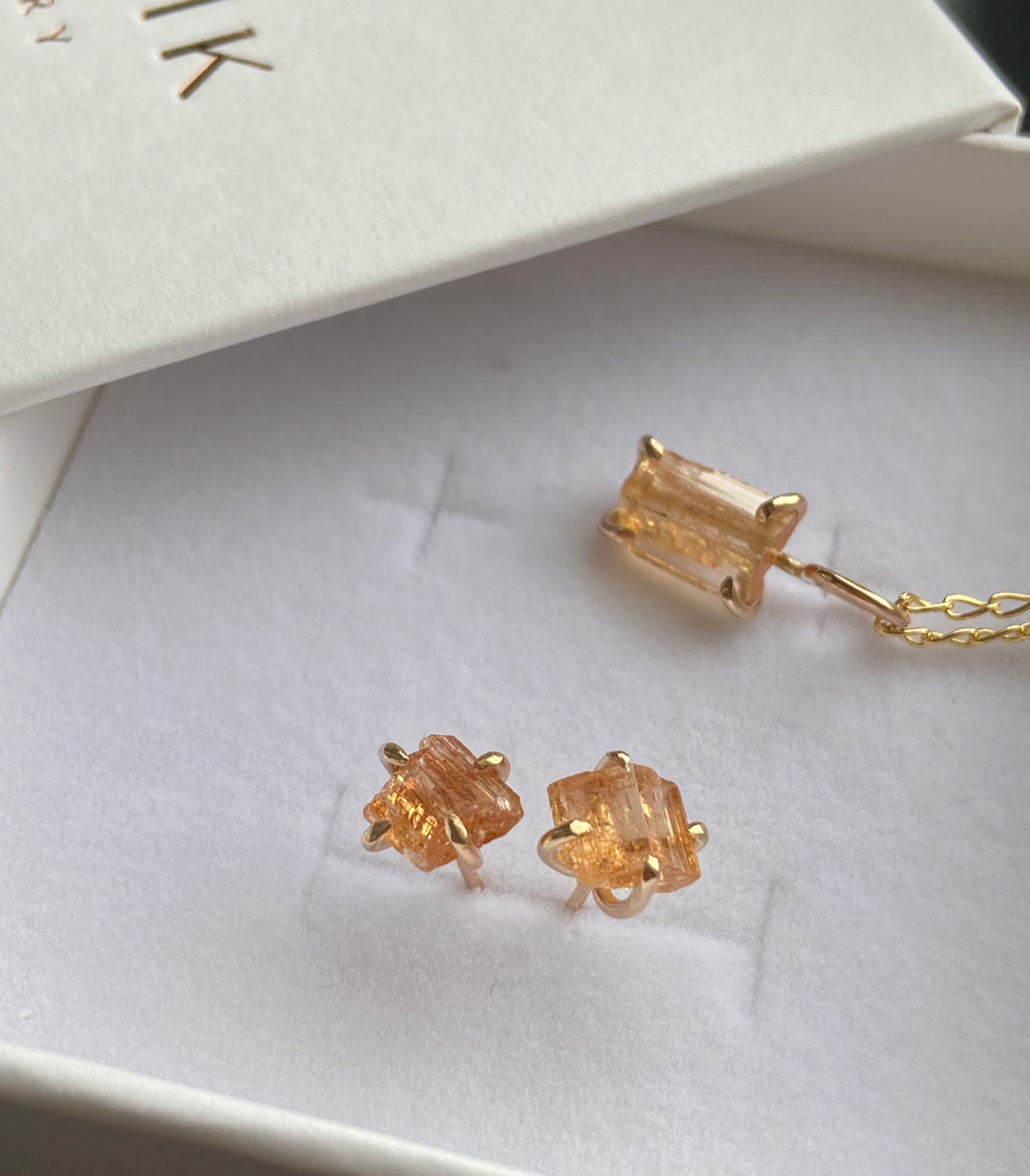 Raw Brazilian Imperial Topaz Stud Earrings, November Birthstone Earrings