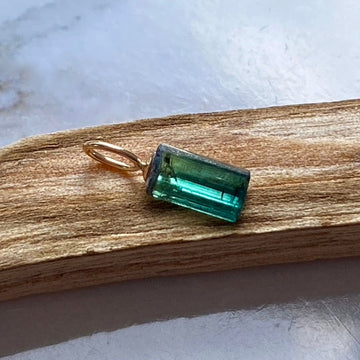 Raw Indicolite Teal Blue Tourmaline Pendant Necklace, October Birthstone Necklace