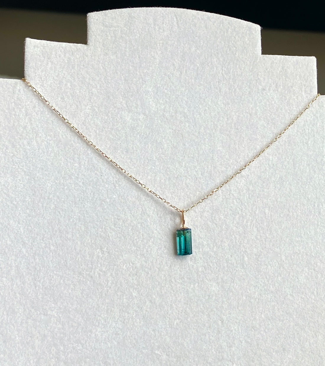 Raw Indicolite Teal Blue Tourmaline Pendant Necklace, October Birthstone Necklace