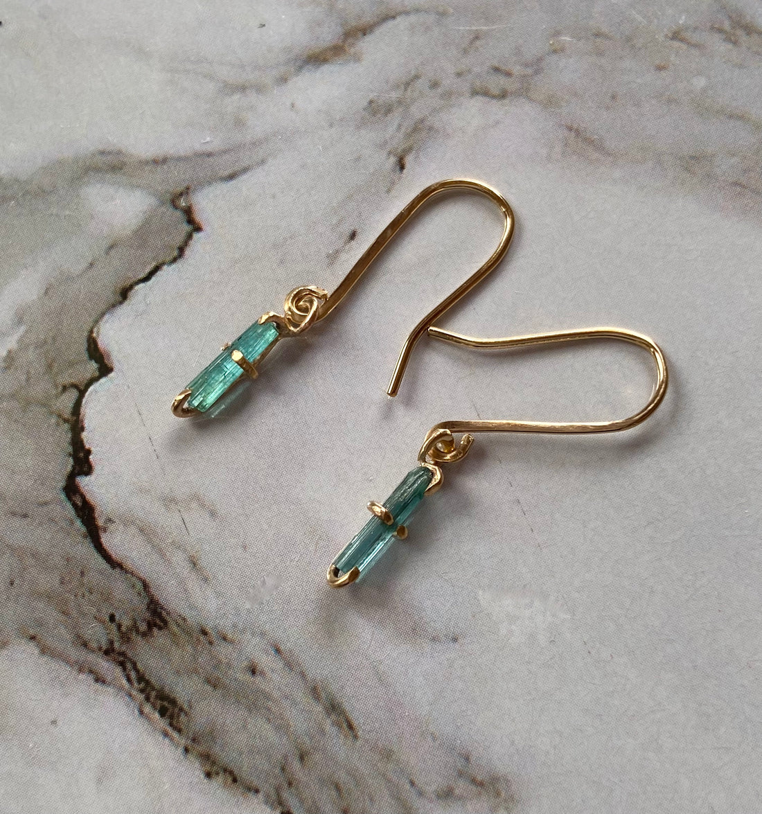 Indicolite Teal Blue Green Tourmaline Earrings, October Birthstone Earrings