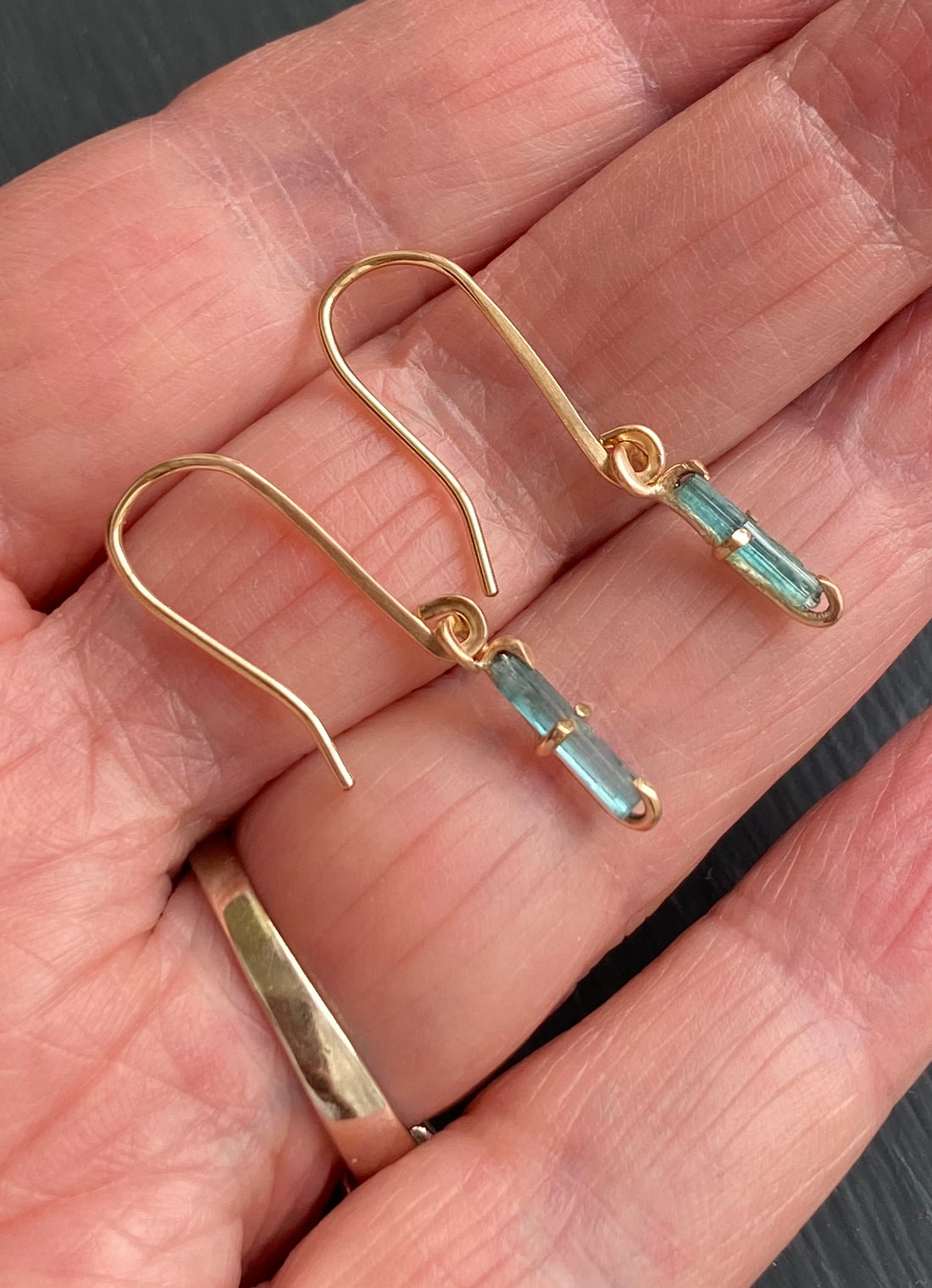 Indicolite Teal Blue Green Tourmaline Earrings, October Birthstone Earrings