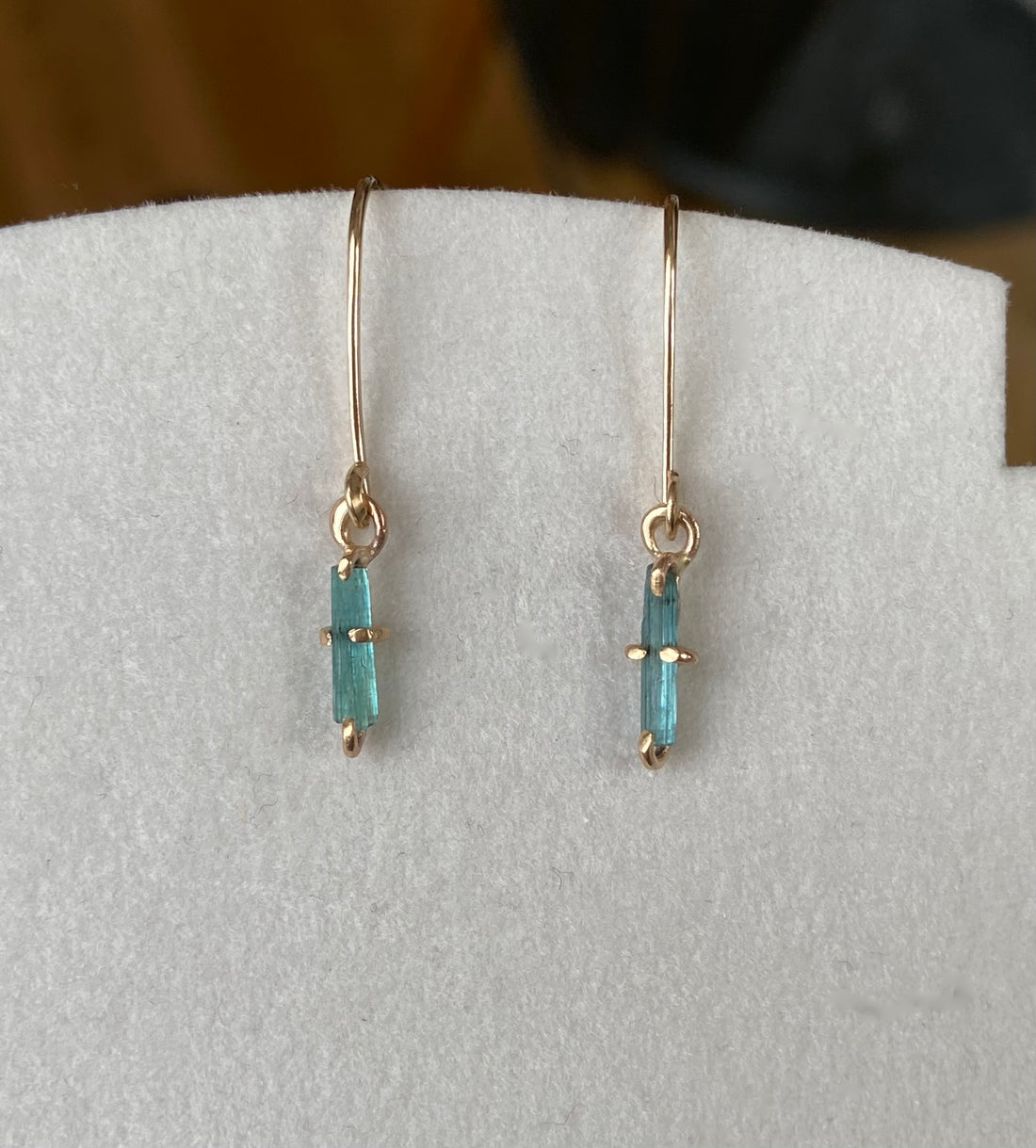 Indicolite Teal Blue Green Tourmaline Earrings, October Birthstone Earrings