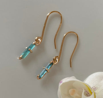 Indicolite Teal Blue Green Tourmaline Earrings, October Birthstone Earrings