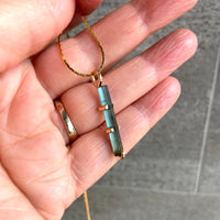 Raw Indicolite Teal Blue Tourmaline Pendant Necklace, October Birthstone Necklace