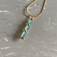 Raw Indicolite Teal Blue Tourmaline Pendant Necklace, October Birthstone Necklace