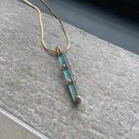 Raw Indicolite Teal Blue Tourmaline Pendant Necklace, October Birthstone Necklace