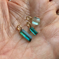 Raw Indicolite Teal Blue Tourmaline Pendant Necklace, October Birthstone Necklace