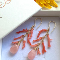 Italian Orange Coral and Peruvian Opal Earrings