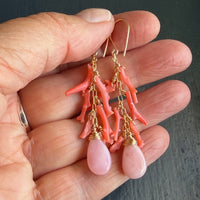Italian Orange Coral and Peruvian Opal Earrings