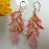Italian Orange Coral and Peruvian Opal Earrings