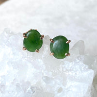 Green Russian Jade Stud Earrings, May Birthstone Earrings