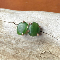 Green Russian Jade Stud Earrings, May Birthstone Earrings