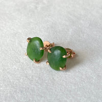 Green Russian Jade Stud Earrings, May Birthstone Earrings