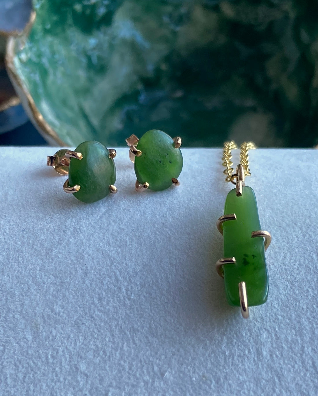 Green Russian Jade Pendant Necklace, March Birthstone