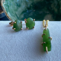 Green Russian Jade Pendant Necklace, March Birthstone