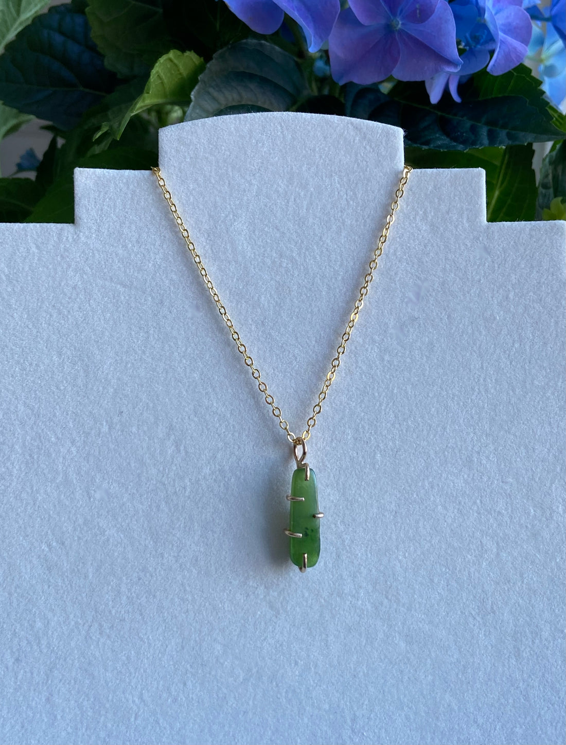 Green Russian Jade Pendant Necklace, March Birthstone