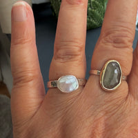 White Freshwater Keshi Pearl Ring, June Birthstone