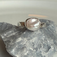 White Freshwater Keshi Pearl Ring, June Birthstone