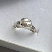 White Freshwater Keshi Pearl Ring, June Birthstone