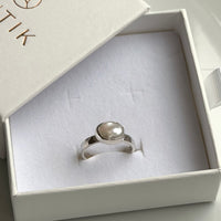 White Freshwater Keshi Pearl Ring, June Birthstone