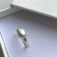 White Freshwater Keshi Pearl Ring, June Birthstone