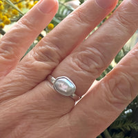 White Freshwater Keshi Pearl Ring, June Birthstone