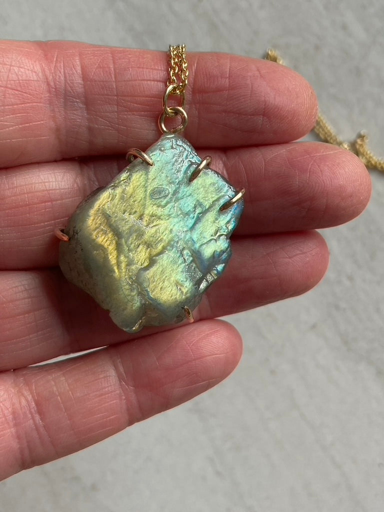 Raw Labradorite Pendant Necklace