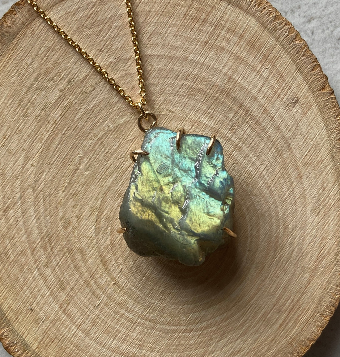 Raw Labradorite Pendant Necklace