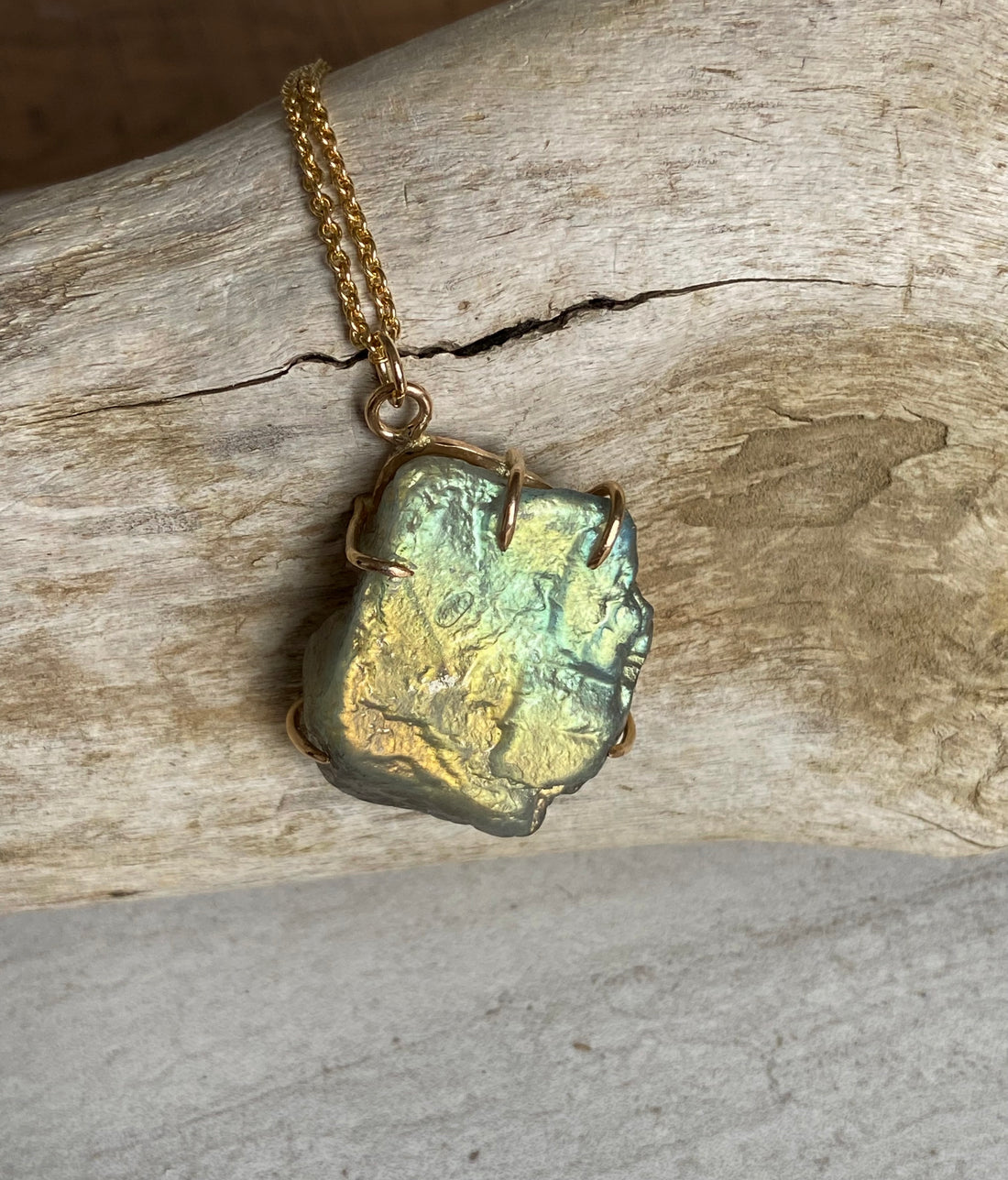 Raw Labradorite Pendant Necklace