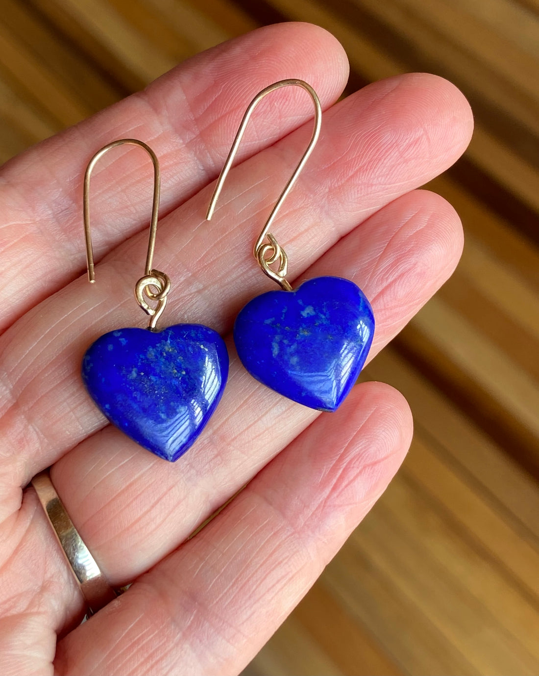 Natural Lapis Lazuli Heart Earrings, December Birthstone Earrings