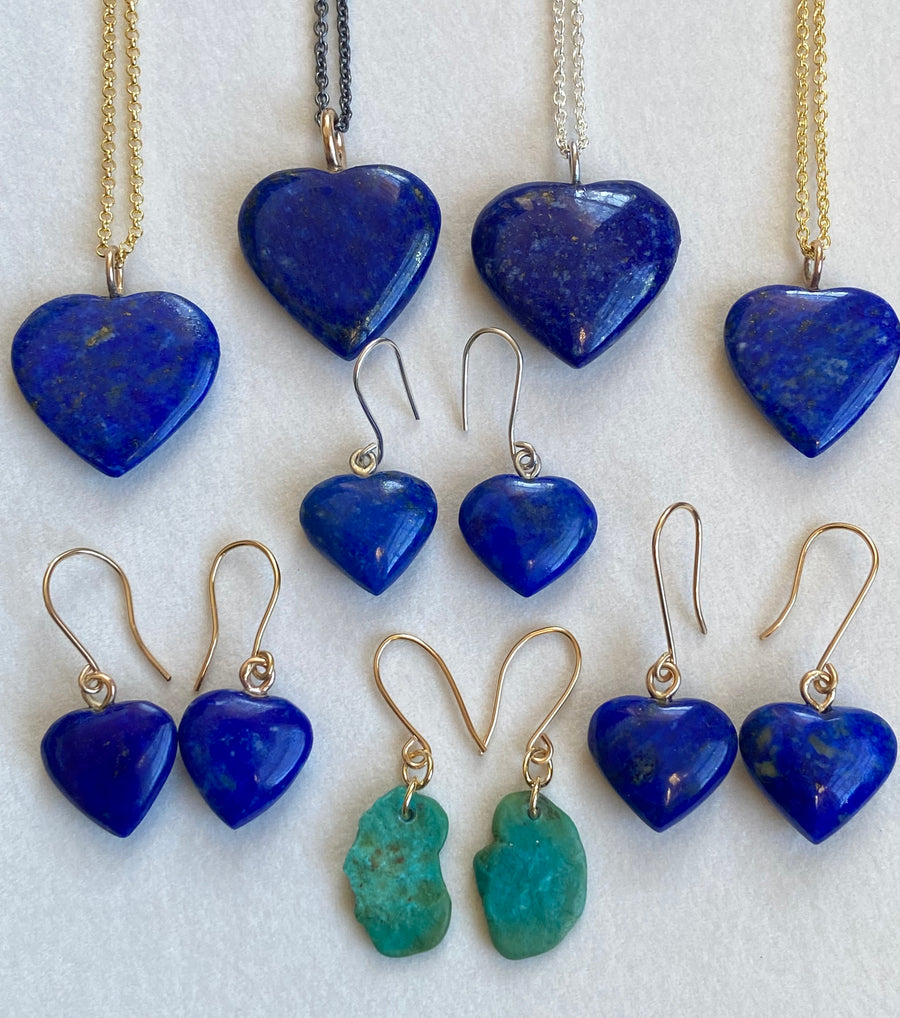 Lapis Lazuli Heart Earrings, September Birthstone