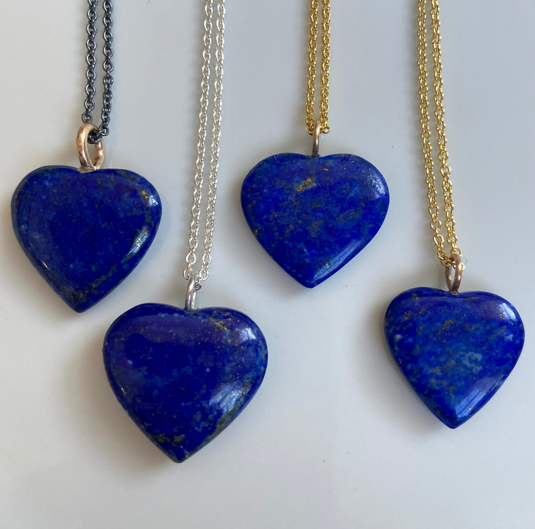Lapis Lazuli Heart Pendant Necklace, September Birthstone