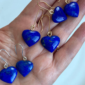 Lapis Lazuli Heart Earrings, September Birthstone