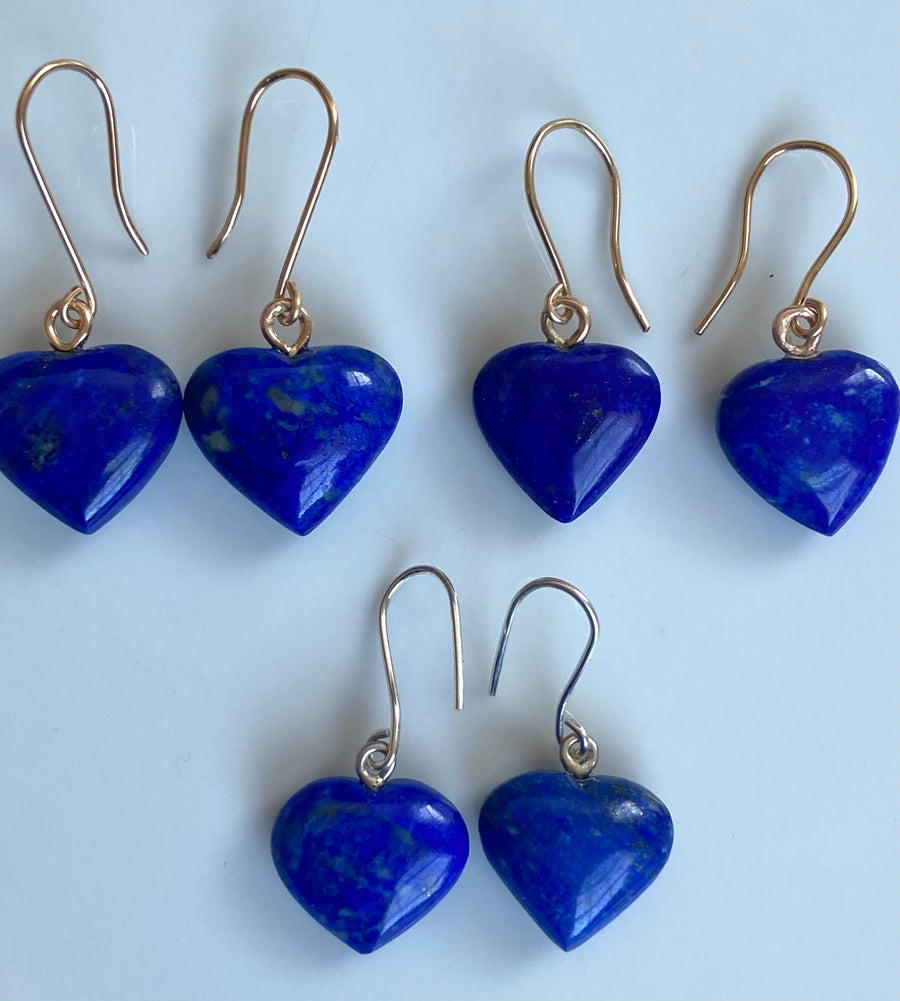 Lapis Lazuli Heart Earrings, September Birthstone